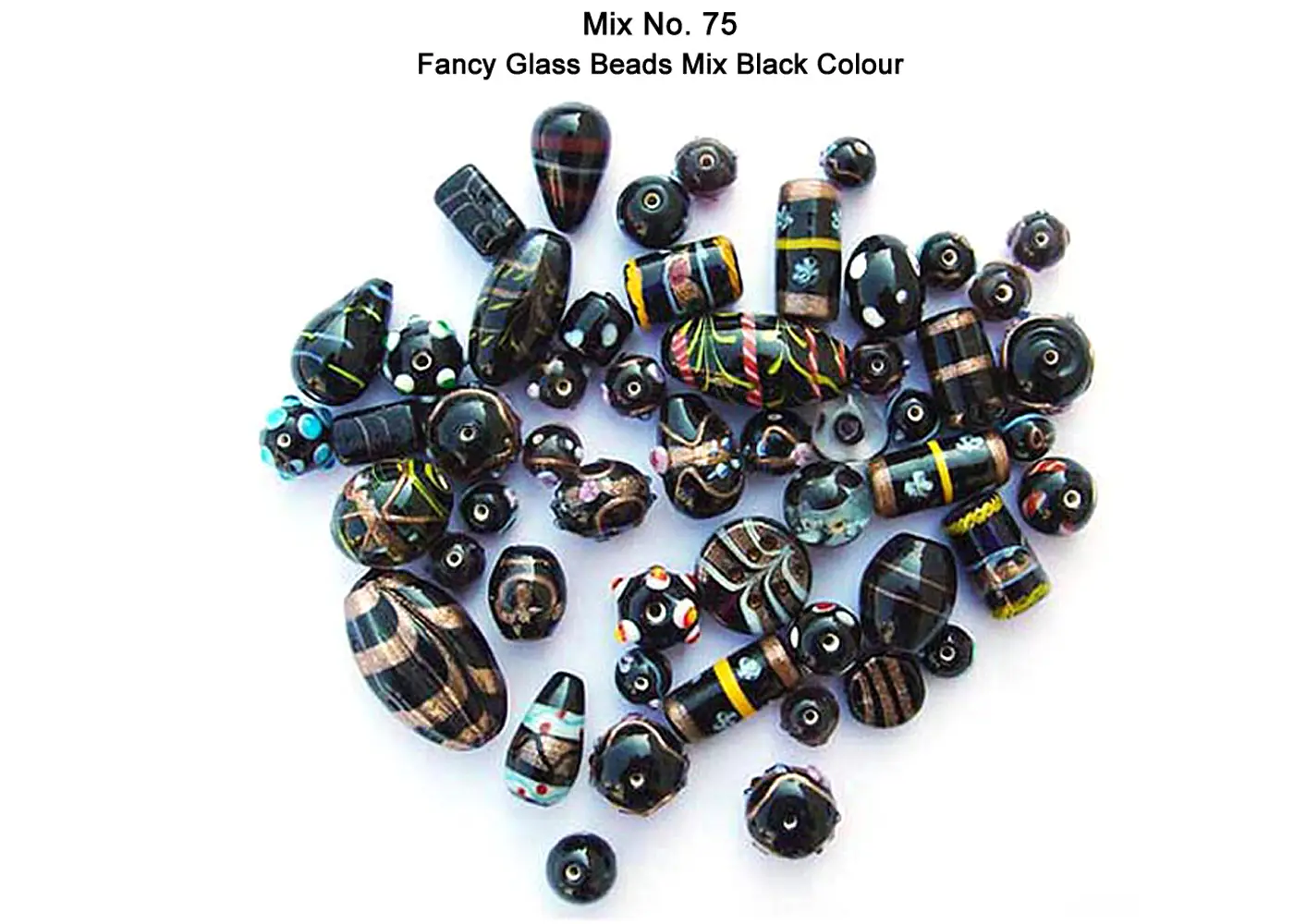 Fancy Glass Beads in Black color